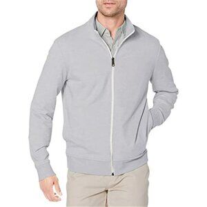 Mens French Terry Full Zip Sweatshirt Mock Neck Lightweight